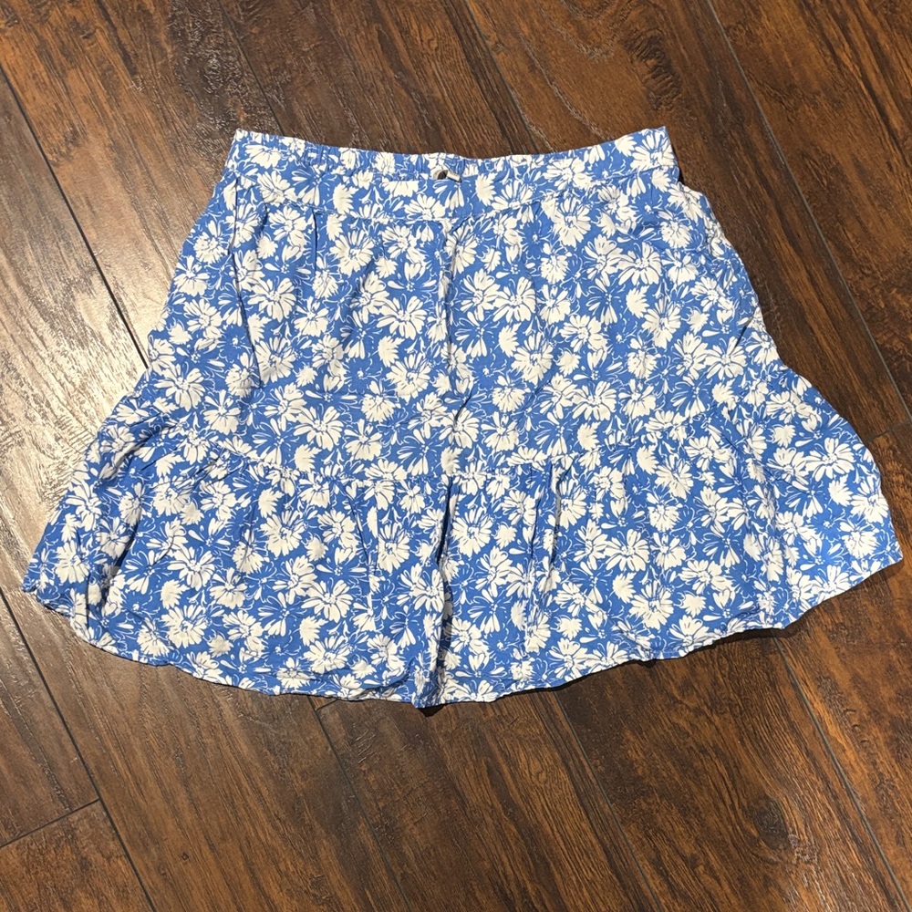 White and Blue Floral Skirt